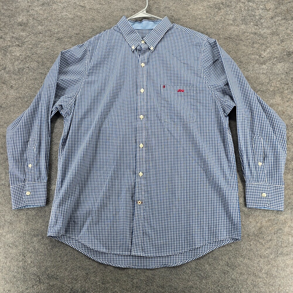IZOD Shirt Mens Large Button Down Blue Check